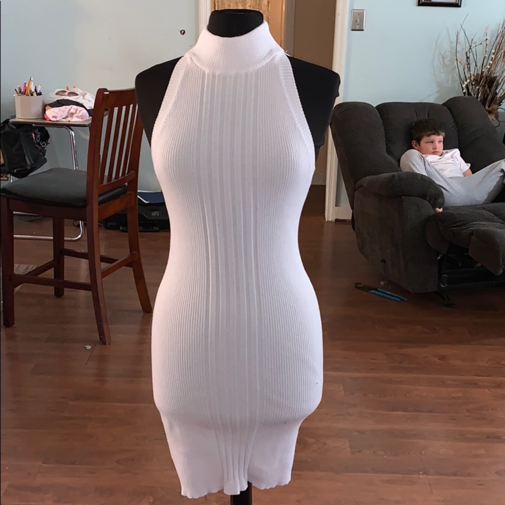 White sweater dress